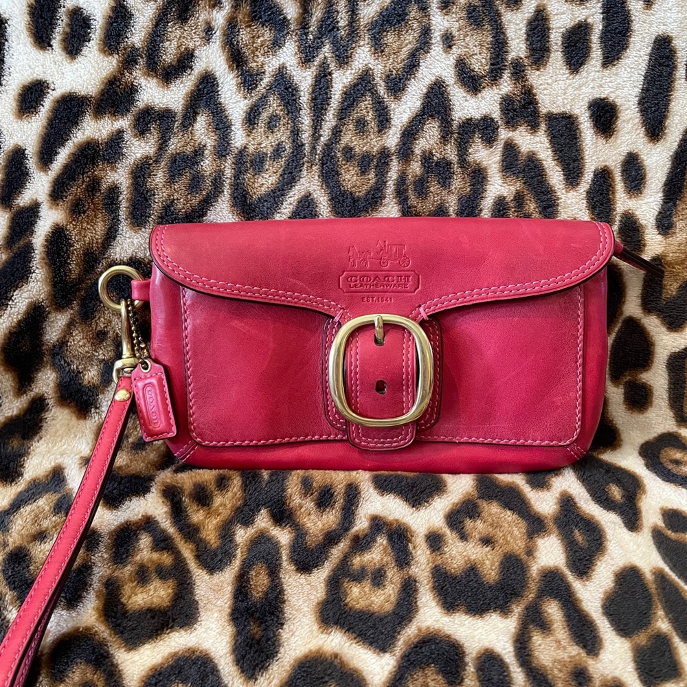 Pink Coach Wristlet Clutch with Buckle